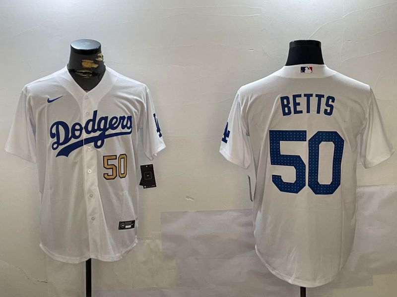 Men Los Angeles Dodgers #50 Betts White Game 2024 Nike MLB Jersey style 12112